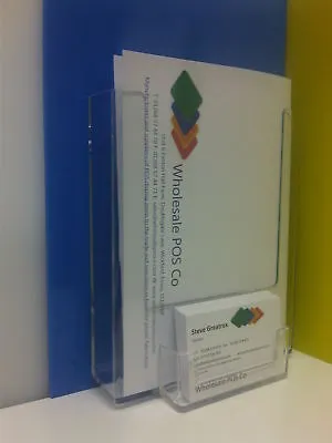A5 WALL MOUNTED LEAFLET MENU FLYER AND BUSINESS CARD HOLDERS X 2  • £16.68