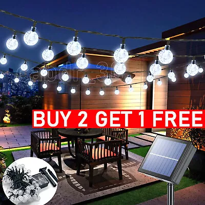 £10.59 • Buy SOLAR POWERED String Lights LED Retro Bulb Garden Outdoor Fairy Ball Hangin Lamp