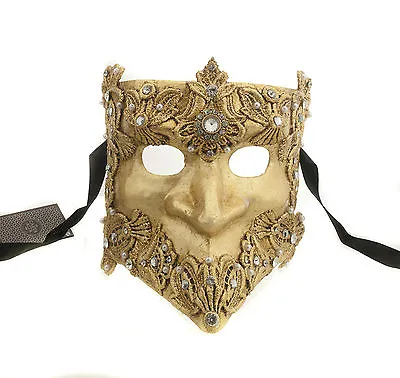 Mask From Venice Bauta Macrame Golden Authentic Venetian 270 V9 • $67.59