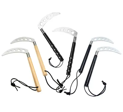 Competition Kama Chrome Plated Blades With Holes Wooden Handle Martial Arts • $29.99