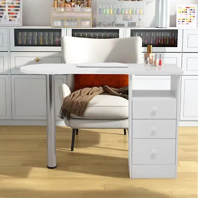 Manicure Nail Table Nail Beauty Technician Desk Art Workstation +Drawers Storage • £119.95