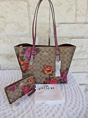 NEW Coach Jumbo Floral Mollie Center Zip TOTE Bag+Wallet SET Or Wallet Choices❣ • $464.55