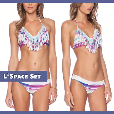 NWT 2PC L Space Audrey Fringe Top [D Cp] Estella Mirage Bikini Bottom [XS ] B319 • $62.99