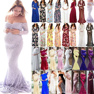 $33.62 • Buy Women Maternity Pregnant Party Gown Lace Maxi Dress Photoshoot Prop Photography-