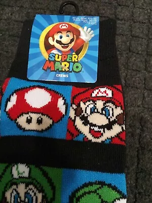 Nintendo Super Mario Brothers Soft Cozy Crew Socks 2 Pair-  Colorful New • $6.99