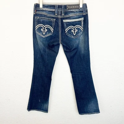$31.59 • Buy Rock Revival Womens Size 28 Alanis Bootcut Jeans Denim Mid Rise Blue Embellish