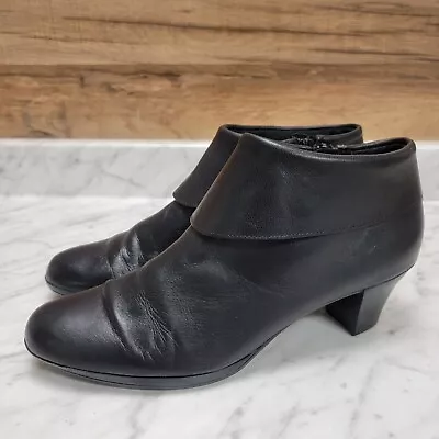 Women's 9.5 N Munro Gracee Black Leather Booties Ankle Boots Cuff Side Zip Dress • $29