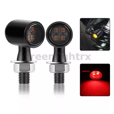 2X Amber Red LED Motorcycle Turn Signal Light Indicator Blinker Mini Brake Black • $12.98