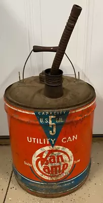 Vintage Van Camp U.S. 5 Gal Utility Can Decor Primitive Rare Gas & Oil • $98.90