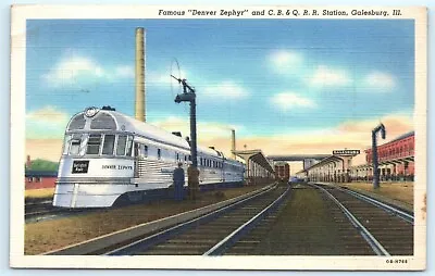 $5.17 • Buy POSTCARD Famous Denver Zephyr And C B & Q Railroad Station Galesburg Illinois