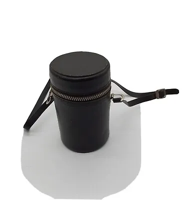 Vintage Hard Leather Camera Lens Case  Zipper Closure 5  Height 3  Diameter  • $7.99