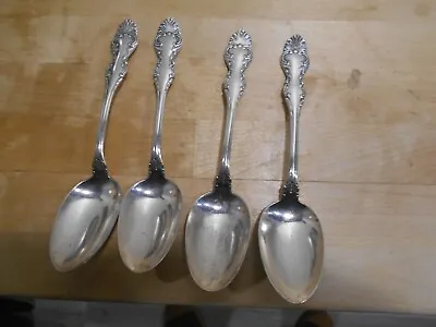 4 N F Silver Co 1877 Silverplate No. 1731 Soup Spoons Great Hdlds C.1895 • $7.99
