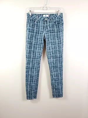 CABI Womens Size 4 Grid Pattern Stretch Skinny Leg Cotton Denim 3047 Jeans • $23.75