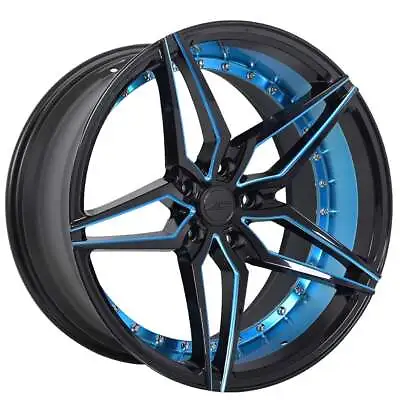 20  Ac Wheels Ac01 Gloss Black With Ocean Blue Accents Extreme Concave Rims(s10) • $1899
