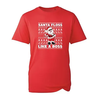 Santa Floss Like A Boss Christmas Tree T-Shirt Funny Xmas Gift Unisex Tee Top • £8.99