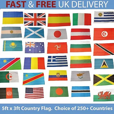 5ft X 3ft World Country Flag 250+ Countries Huge Choice FREE UK Delivery! • £7.99