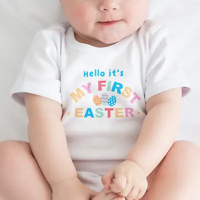 My First Easter Colourful Babygrow - Happy Easter Chocolate Egg Funny Baby Grow • £6.99