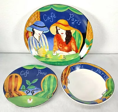 Sango Misono Cafe Paris #4914 Cereal/Soup Bowls & Plates  Lot Of 3 1994 • $19.04