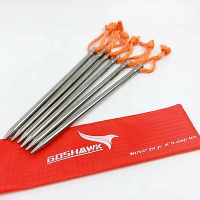 6 Pcs Titanium Outdoor Camping Trip Tent Peg Hard Ground Nail Stakes With Bag • $27.79