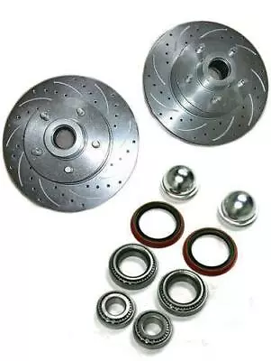 Mustang II 11  Front Disc Brake Slotted Rotors + Bearings Seals Dust Caps 5x4.75 • $149.87