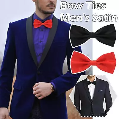 Adjustable Bow Ties Men's Satin Pre Tied Wedding Party Dickie Fancy  Dress-Party • £1.28