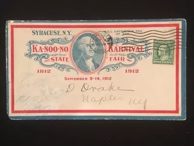 Ny Syracuse 1912 Cover Ka-noo-no Karnival & State Fair Illus Washington Superb • $95