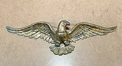 Vintage Metal Brass Patriotic Eagle Wall Hanging Plaque 19.5  Wingspan Decor USA • $49.99