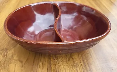 Vintage Marcrest Pottery Daisy Dot 10x8 Ovenproof Divided Stoneware Bowl Dish • $13.10
