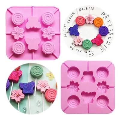 Swirl Lollipop Chocolate Mould Flower Butterfly Candy Sugar Lolly Mold Silicone • £2.99