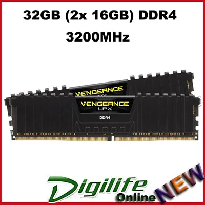Corsair Vengeance LPX 32GB (2x16GB) DDR4 3200MHz C16 Desktop Gaming Memory Black • $128