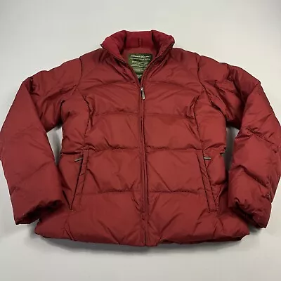 Eddie Bauer Women's Puffer Jacket Full Zip Polyester Quilted Goose Down Red Sz M • $32.50