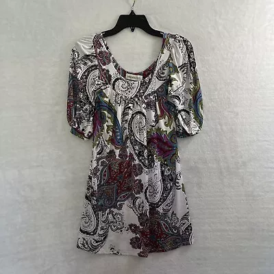 Veronicam Mini Dress Womans Small Geometric Multicolor Short Sleeve Round Neck • $10.50