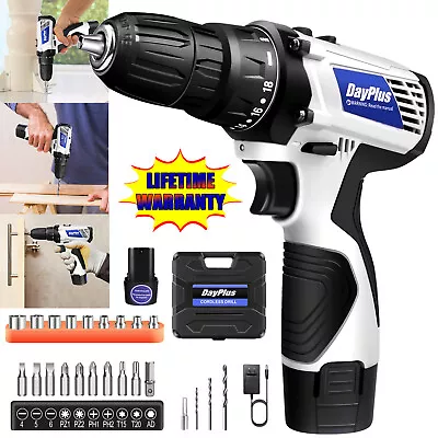 Electric Cordless Drill Combi Drill Screwdriver 12V Li-ion Battery+LED Worklight • £23.27