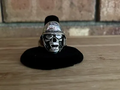 Mens Sterling Skull With Helmet Ring Mexico 950 • $69