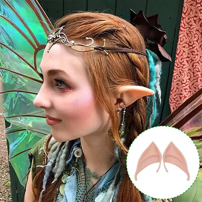 £3.89 • Buy 1 Pair Elf Ears Rubber Latex Prosthetic Tips Angel Pixie Fairy Cosplay Party 