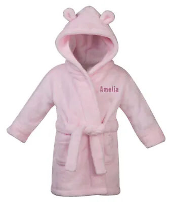 Personalised Dressing Gown Baby Todler Robe Embroidered Cute Bear Ears Gift • £9.99