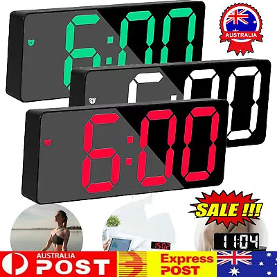 LED Digital Clock Mirror Display Snooze Alarm Temperature Time Table Desk DecoGV • $14.86