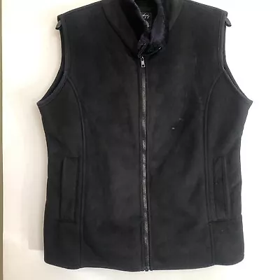 Ladies Black Suede & Fur Gilet Body Warmer  Size 14 By Jack Murphy Outdoor Woman • £17