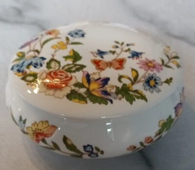 £10 • Buy Aynsley Cottage Garden BEAUTIFUL Trinket Box Powder Pot Floral Butterflies...