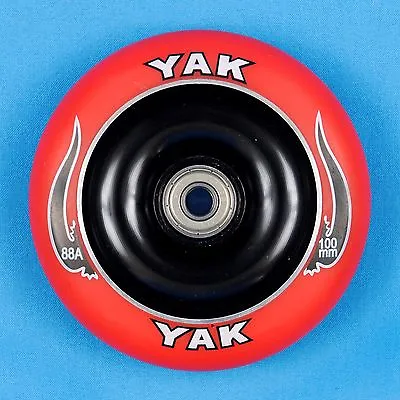 YAK Scooter Wheel 100mm Red/Black W/Bearings - Razor Lucky District Phoenix • $5.99