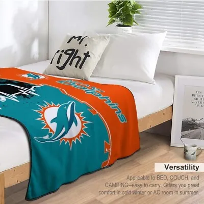 Miami Dolphins Fans Print Blanket Thin Blanket Soft Bed Blanket 40*50in • $16.66