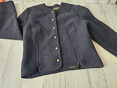 Vintage Geiger Tyrol 42 Small Women's Black Coat Jacket Blazer Wool Spring • $33.98