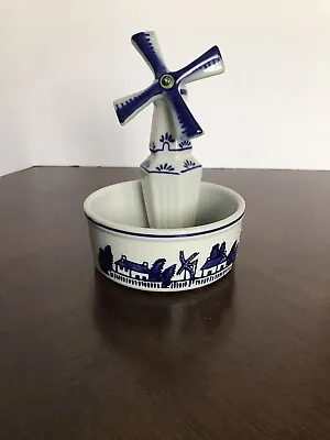 Vintage Blue Delft Windmill Ashtray Hand Painted Signed DBL Holland • $5