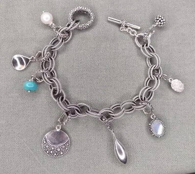 Michael Dawkins Sterling Silver Starry Night Double Link Charm Bracelet 8 Charms • $175