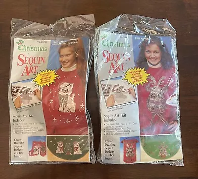 2 Lot Christmas Sequin Art Kits Cute Reindeer No. 33235 & Tree Kitten No. 33241 • $9.99