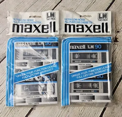 Maxell Low Noise Blank NOS Cassette Tapes 90 Minute Lot Of 4 Total Tapes • $40