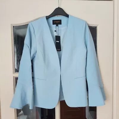 Misspap Light Pastel Blue Blazer Jacket New Spring Flare Sleeve • £19.99