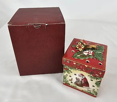 NEW IN BOX Villeroy & Boch 1748 Christmas Tea Light Gift Box Red Reindeer Santa  • $36