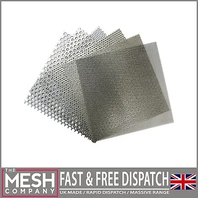 Galvanised Steel Round Hole Perforated Metal Mesh Sheet Plate Guillotine Cut • £8.99