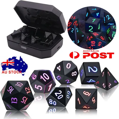 $49.89 • Buy 7Pcs LED Electronic Dices With Charging Box,Dungeons And Dragons Glowing Dice AU